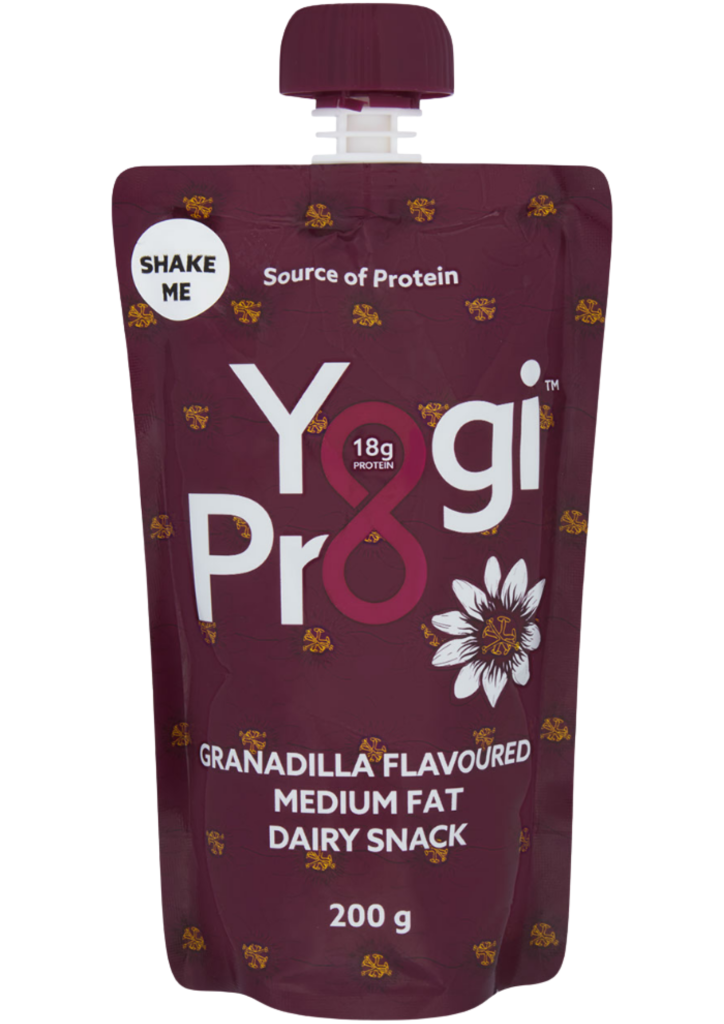 YogiPro Granadilla high-protein dairy snack pouch