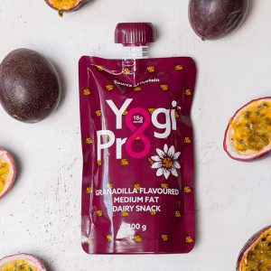 YogiPro_Granadilla_Shop-01 This image features our granadilla high protein dairy snack pouch.